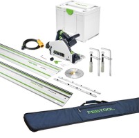 Festool 576707 TS 55 FEQ-Plus-FS 110V Plunge-cut saw + 2 x 1.4m Guide Rail, 2 x Connectors, Pair Of Clamps & Rail Bag &pound;829.00